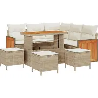 vidaXL Tuinbank Set 9 st 7-Aantal zitplaatsen Beige en Crème
