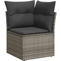 vidaXL Tuinbank Set 9 st 7-Aantal zitplaatsen Grijs Poly rattan