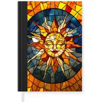 MuchoWow Notitieboek - Schrijfboek - Mozaïek - Zon - Geel - Cirkel - Notitieboekje klein - A5 formaat - Schrijfblok