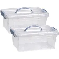 PlasticForte Opslagbox AZUL serie - 2x - met deksel - transparant - 8.5 liter - 36 x 26 x 15 cm - kunststof - opbergdoos - opbergen