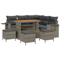 vidaXL Tuinbank Set 9 st 8-Aantal zitplaatsen Grijs poly rattan