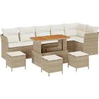 vidaXL Tuinbank Set 10 st 6-Aantal zitplaatsen beige en crèmekleurig