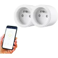 Qnect 2 Stuks – WiFi Stopcontacten – Slimme Stopcontacten 16A – Wit – Compatibel met Alexa en Google Home – Energiebeheer – Afstandsbediening via App
