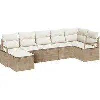 vidaXL Bankstel 7 st Beige en Crème poly rattan