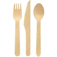 Duni wegwerp bestek - hout - 90 delig - wegwerp - lepels - messen - vorken - 16 cm - BBQ - Verjaardag