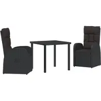 vidaXL Tuin Eettafel Set 3 st Zwart poly rattan