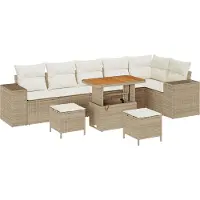 vidaXL Tuinbank Set 9 st 6-Aantal zitplaatsen Beige en Crème