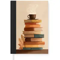MuchoWow Notitieboek - Schrijfboek - Boeken - Toren - Koffie - Beige - Notitieboekje klein - A5 formaat - Schrijfblok