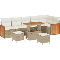 vidaXL Tuinbank Set 11 st 7-Aantal zitplaatsen Beige en Crème