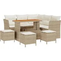 vidaXL Tuinbank Set 9 st 5-Aantal zitplaatsen Beige en Crème