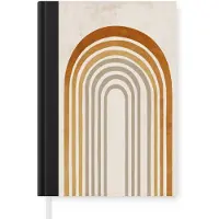 MuchoWow Notitieboek - Schrijfboek - Minimalistisch - Boog - Lijnen - Beige - Notitieboekje klein - A5 formaat - Schrijfblok