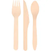 Humbert wegwerp bestek - hout - 300 delig - wegwerp - lepels - messen - vorken - 18 cm
