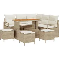 vidaXL Tuinbank Set 9 st 8-Aantal zitplaatsen Beige en Crème