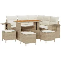 vidaXL Tuinbank Set 10 st 7-Aantal zitplaatsen Beige en Crème