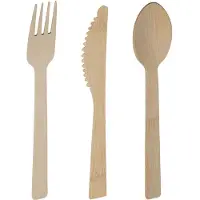 Excellent houseware wegwerp bestek - bamboe hout - 162 delig - wegwerp - lepels - messen - vorken - 17 cm - BBQ - Verjaardag