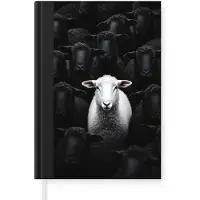 MuchoWow Notitieboek - Schrijfboek - Schapen - Wit - Duisternis - Notitieboekje klein - A5 formaat - Schrijfblok