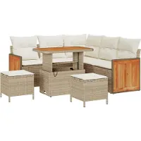 vidaXL Tuinbank Set 9 st 6-Aantal zitplaatsen Beige en Crème