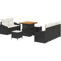 vidaXL Tuinbank Set 8 st 7-Aantal zitplaatsen Zwart en Crème