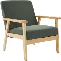 Sweeek Fauteuil van hout met corduroy zitting Donker kaki