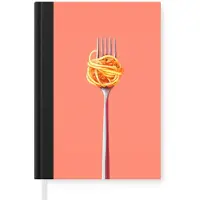 MuchoWow Notitieboek - Schrijfboek - Vork - Spaghetti - Artistiek - Roze - Notitieboekje klein - A5 formaat - Schrijfblok