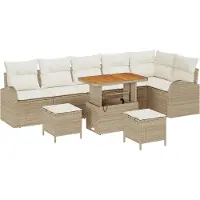 vidaXL Tuinbank Set 9 st 8-Aantal zitplaatsen Beige en Crème