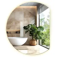 Tulup LED Spiegel - Spiegel LED Rond - 84 cm x 100 cm - Ronde Spiegel LED - LED-spiegel voor Slaapkamer - Neutraal Wit 4000K - Ronde LED Spiegel Afgesneden - Moderne LED Wandspiegel