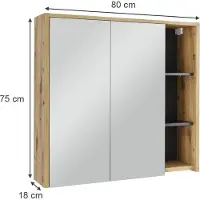Vicco Viola Badkamerspiegelkast – 80 x 75 cm met open vakken Artisanaal/grijs