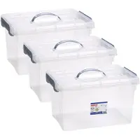 PlasticForte Opslagbox AZUL serie - 3x - met deksel - transparant - 18.5 liter - 42 x 30 x 24 cm - kunststof - opbergdoos - opbergen