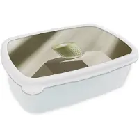 MuchoWow Broodtrommel Wit - Lunchbox Matcha - Glas - Groen - Minimalistisch - Brooddoos 18x12x6 cm - Brood lunch box - Broodtrommels voor kinderen en volwassenen