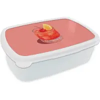 MuchoWow Broodtrommel Wit - Lunchbox Glas - Ijsblokjes - Citroen - Kers - Brooddoos 18x12x6 cm - Brood lunch box - Broodtrommels voor kinderen en volwassenen