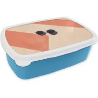 MuchoWow Broodtrommel Blauw - Lunchbox Zonnebril - Schaduw - Oranje - Minimalistisch - Brooddoos 18x12x6 cm - Brood lunch box - Broodtrommels voor kinderen en volwassenen