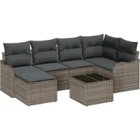 vidaXL Tuinbank Set 7 st Grijs poly rattan