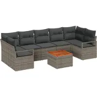 vidaXL Tuinbank Set 8 st Grijs poly rattan