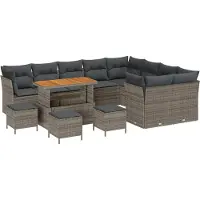 vidaXL Tuinbank Set 13 st 9-Aantal zitplaatsen Grijs poly rattan