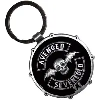 Avenged Sevenfold - Deathbat Crest Drum Double-Sided Sleutelhanger - Zwart/Zilverkleurig