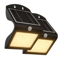 FlinQ Atalanta 2-PACK - Solar Wandlamp Buiten - Buitenlamp op Zonne Energie met Bewegingssensor - LED Tuinverlichting met Dag en Nacht Sensor - Buitenverlichting - Zwart