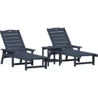 vidaXL Ligstoel 3 st Polyetheen Marineblauw