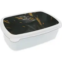 MuchoWow Broodtrommel Wit - Lunchbox Gezicht - Vrouw - Verfspatten - Abstract - Brooddoos 18x12x6 cm - Brood lunch box - Broodtrommels voor kinderen en volwassenen