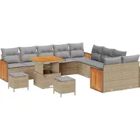 vidaXL Tuinbank Set 17 st 10-Aantal zitplaatsen Beige en Lichtgrijs