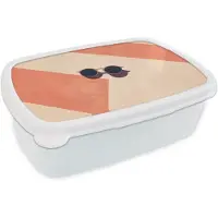 MuchoWow Broodtrommel Wit - Lunchbox Zonnebril - Schaduw - Oranje - Minimalistisch - Brooddoos 18x12x6 cm - Brood lunch box - Broodtrommels voor kinderen en volwassenen