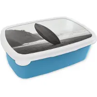 MuchoWow Broodtrommel Blauw - Lunchbox Surfplank - Zand - Zee - Brooddoos 18x12x6 cm - Brood lunch box - Broodtrommels voor kinderen en volwassenen