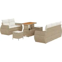 vidaXL Tuinset met 8 zitplaatsen, beige, van polyrotan