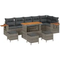 vidaXL Tuinbank Set 12 st 8-Aantal zitplaatsen Grijs poly rattan