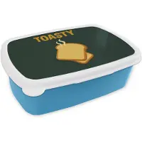 MuchoWow Broodtrommel Blauw - Lunchbox Brood - Tosti - Groen - Minimalistisch - Brooddoos 18x12x6 cm - Brood lunch box - Broodtrommels voor kinderen en volwassenen