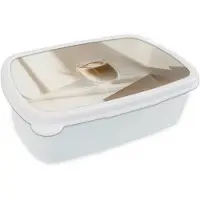 MuchoWow Broodtrommel Wit - Lunchbox Mok - Latte - Minimalistisch - Schaduw - Brooddoos 18x12x6 cm - Brood lunch box - Broodtrommels voor kinderen en volwassenen