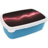 MuchoWow Broodtrommel Blauw - Lunchbox Rood - Elektriciteit - Energie - Lijn - Brooddoos 18x12x6 cm - Brood lunch box - Broodtrommels voor kinderen en volwassenen