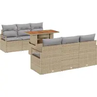 vidaXL Tuinbank Set 7 st 6-Aantal zitplaatsen beige en lichtgrijs