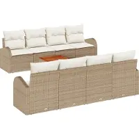 vidaXL Tuinbank Set 9 st Beige en Crème poly rattan