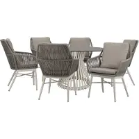AVH-Collectie Tivoli Pasadena dining tuinset 140 cm rond 7 delig latte keramiek