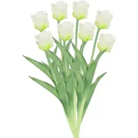 Countryfield Kunstbloemen boeket tulp Parkiet - 8x - wit - real touch - levensecht - 40 cm